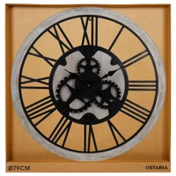 Ostaria Wandklok/muur klok - D79cm - MDF/metaal - naturel - kamer