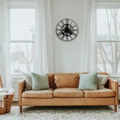 Ostaria Wandklok/muur klok - D79cm - MDF/metaal - naturel - kamer