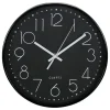 Ostaria Wandklok/muur klok - D25 cm - kunststof - zwart