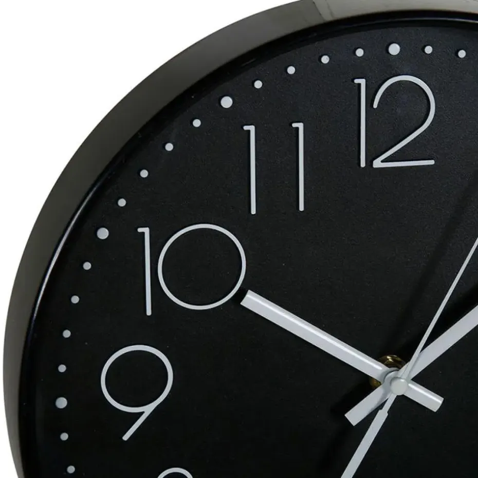 Ostaria Wandklok/muur klok - D25 cm - kunststof - zwart