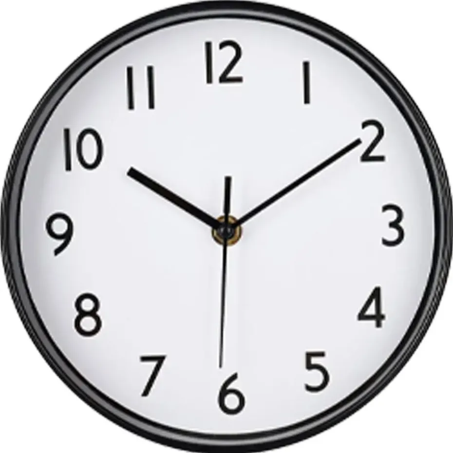 Ostaria Wandklok/muur klok - D20 cm - kunststof - zwart