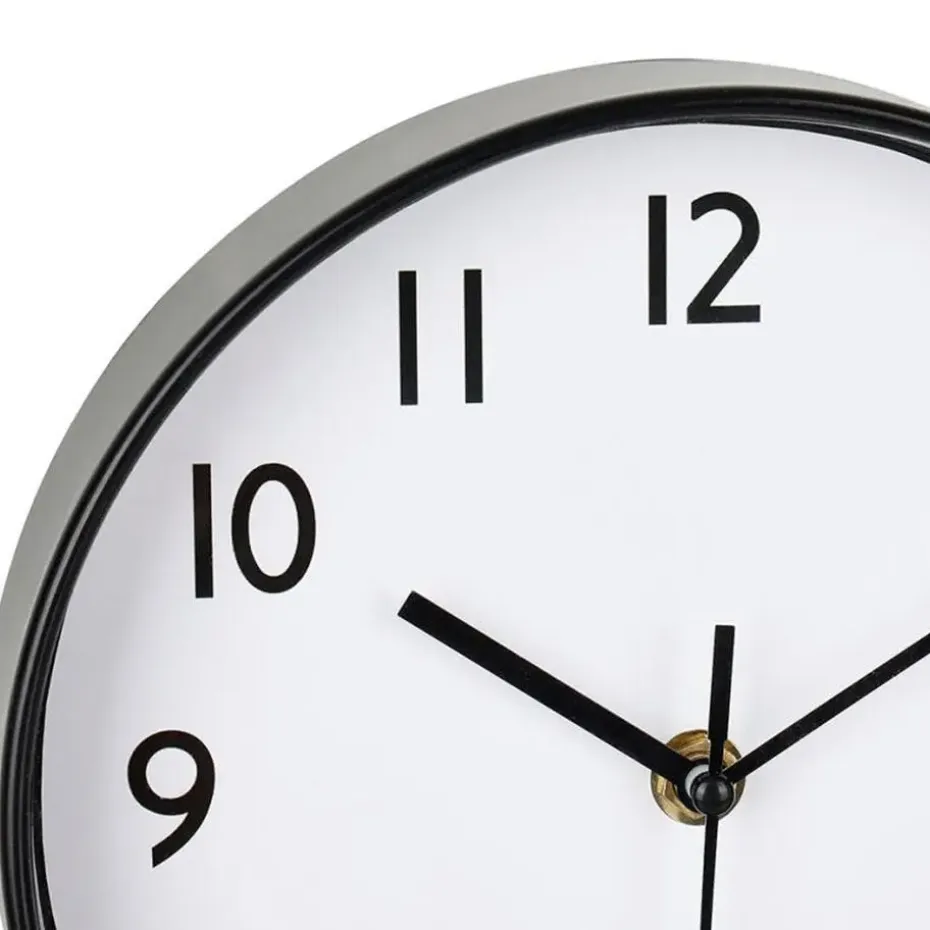 Ostaria Wandklok/muur klok - D20 cm - kunststof - zwart