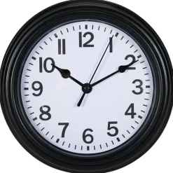 Ostaria Wandklok/muur klok - D22 cm - kunststof - zwart - kamer