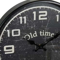 Ostaria Wandklok/muur klok - Old Times - D30 cm - metaal - zwart