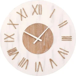 Ostaria Wandklok/muur klok - Maritiem - D50 cm - touw - wit/bruin