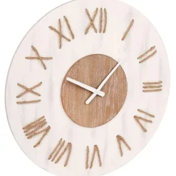 Ostaria Wandklok/muur klok - Maritiem - D50 cm - touw - wit/bruin
