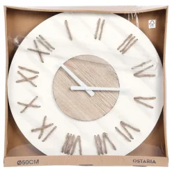 Ostaria Wandklok/muur klok - Maritiem - D50 cm - touw - wit/bruin