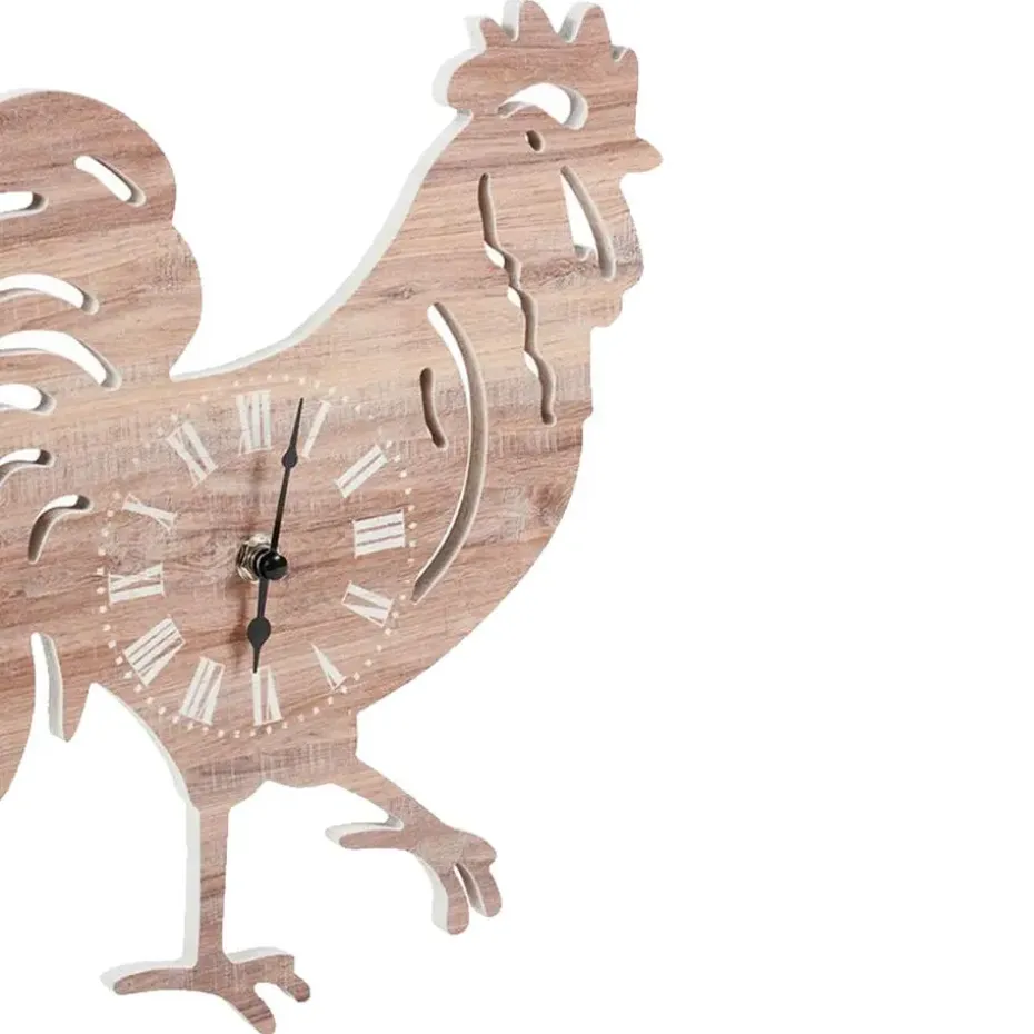 Ostaria Wandklok/muur klok Rooper - kip/haan - D30 cm - MDF