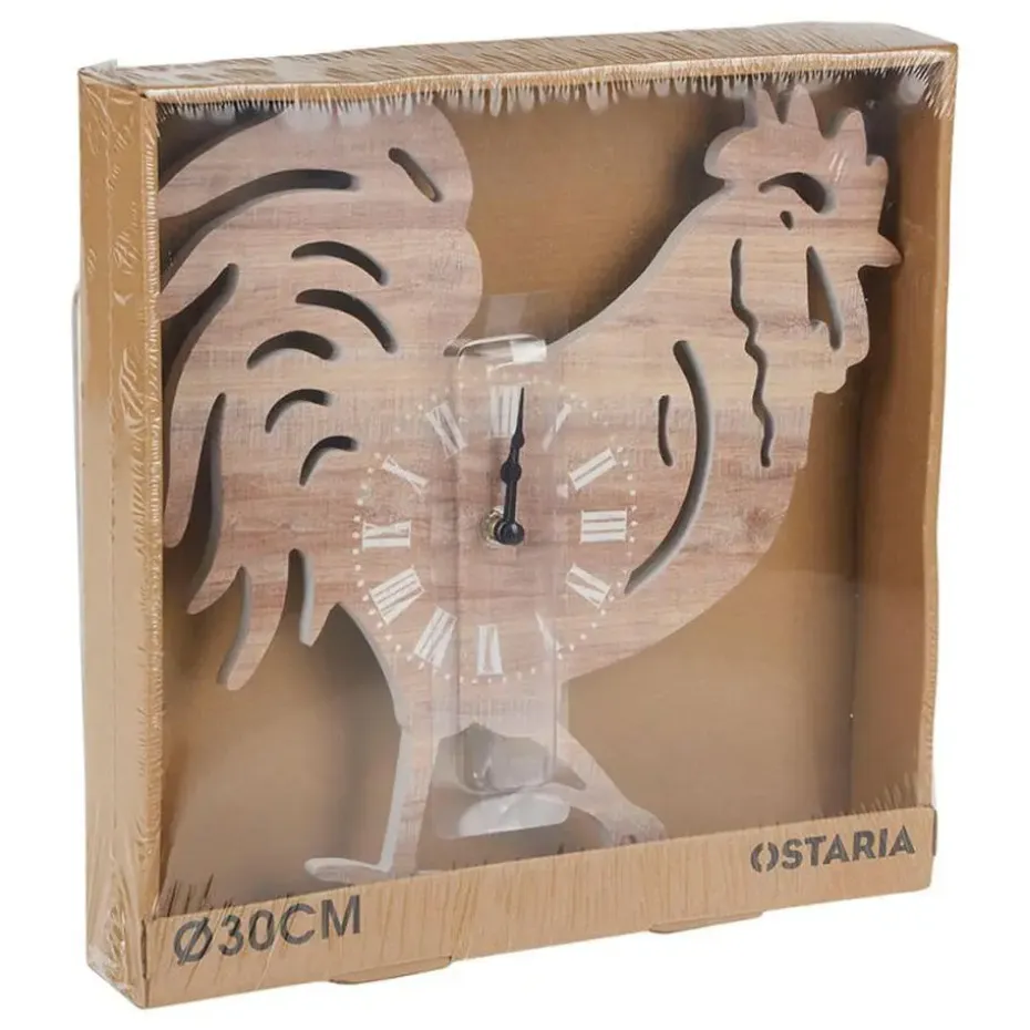Ostaria Wandklok/muur klok Rooper - kip/haan - D30 cm - MDF
