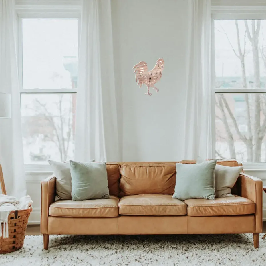 Ostaria Wandklok/muur klok Rooper - kip/haan - D30 cm - MDF