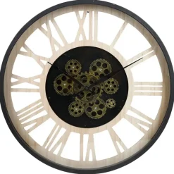 Ostaria Wandklok/muur klok - open uurwerk - D40 cm - metaal/hout