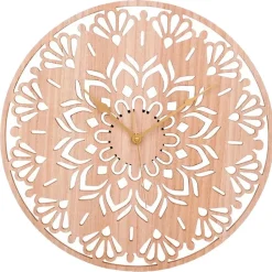 Ostaria Wandklok/muur klok Rosa - D50 cm - MDF - naturel - keuken