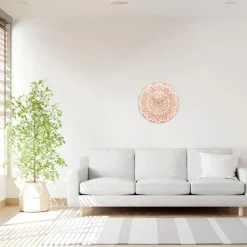 Ostaria Wandklok/muur klok Rosa - D50 cm - MDF - naturel - keuken