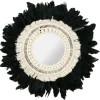 Ostaria Wandspiegel bohemian Veren - zwart/wit - rond - Dia 57 cm