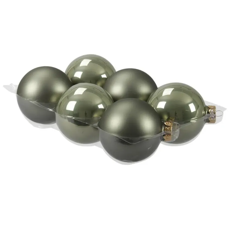 Othmar decorations Kerstballen - 6 stuks - groen - glas - 8 cm