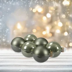 Othmar decorations Kerstballen - 6 stuks - groen - glas - 8 cm