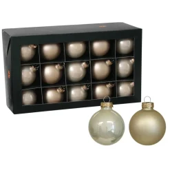 Othmar Decorations Kerstballen 36x - champagne - glas - 6cm