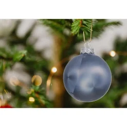 Othmar Decorations kerstballen - 16x - 4 cm - donkerblauw - glas