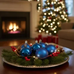 Othmar Decorations Kerstballen - 9x st - 6 cm - blauw - kunststof