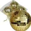 Othmar Decorations kerstballen - disco - 4x st - goud - 8 cm