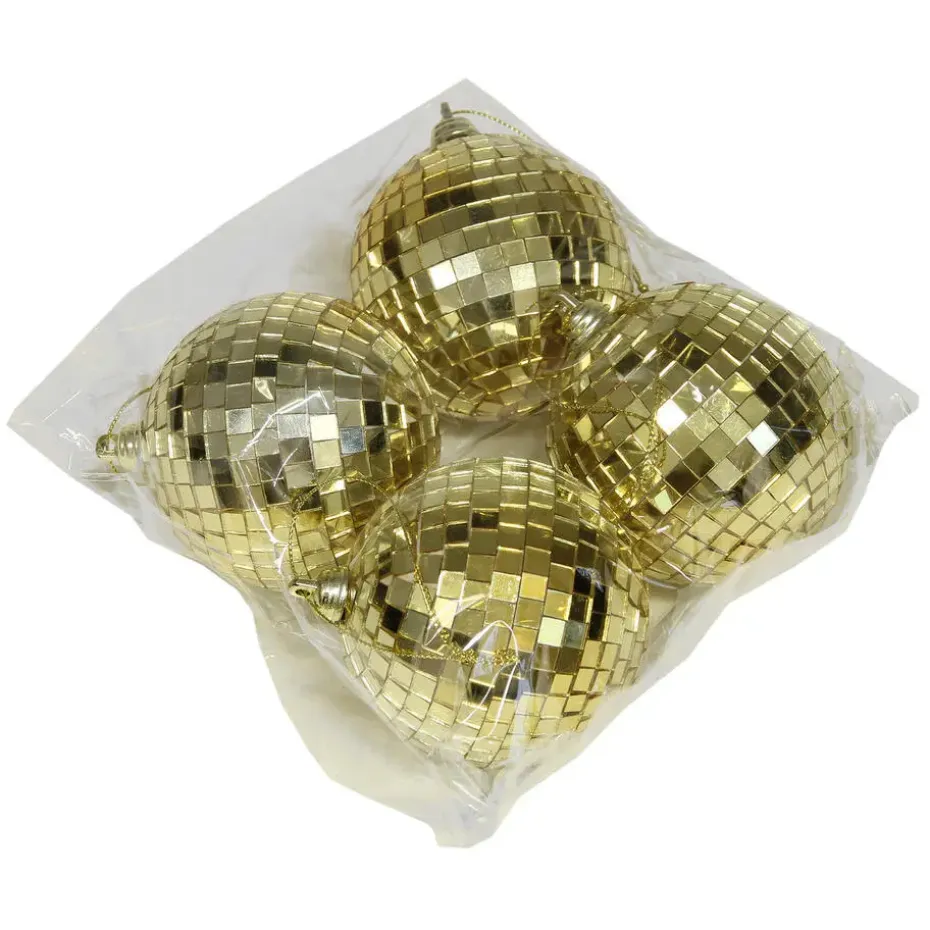 Othmar Decorations kerstballen - disco - 4x st - goud - 8 cm