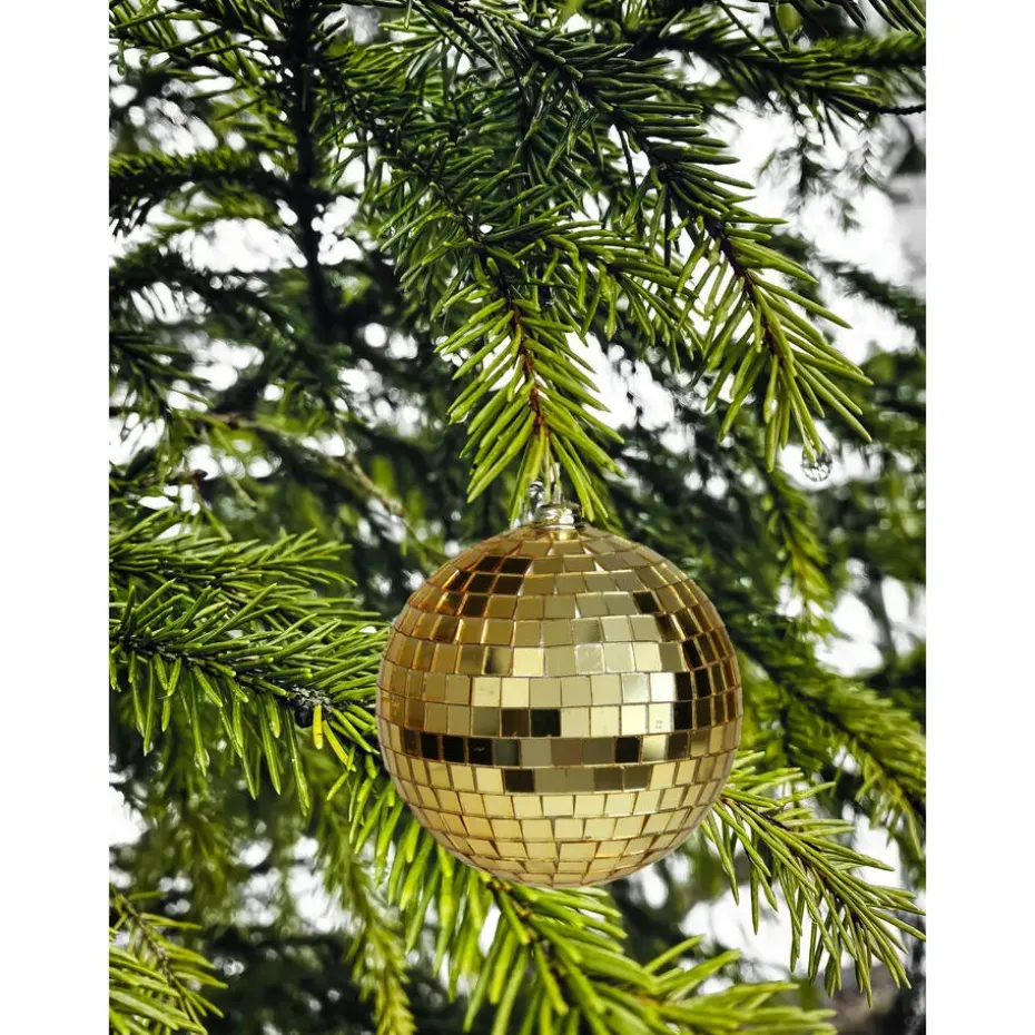 Othmar Decorations kerstballen - disco - 4x st - goud - 8 cm