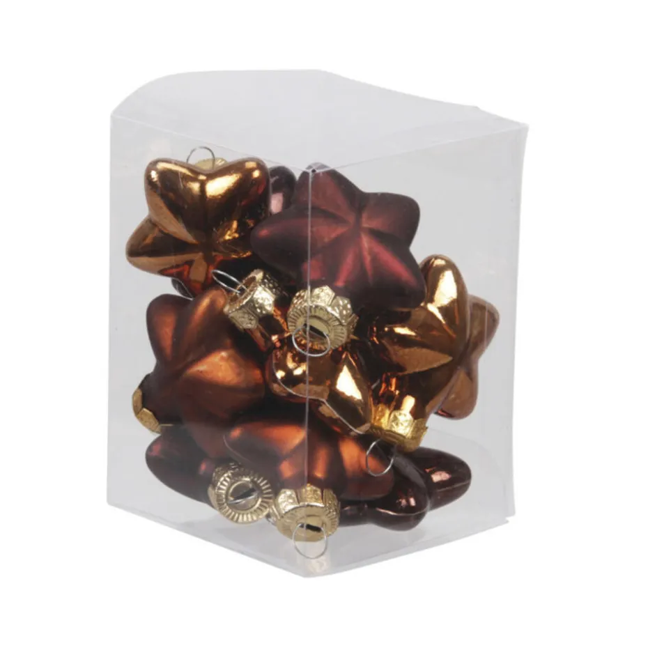 Othmar Decorations Kersthangers - sterren - 12x - bruin - 4 cm