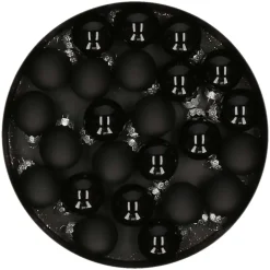 Othmar Decorations kleine kerstballetjes glas -24x -zwart -2,5 cm