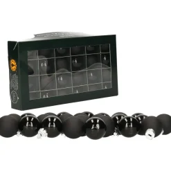 Othmar Decorations kleine kerstballetjes glas -24x -zwart -2,5 cm