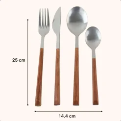 OTIX Bestekset 4 persoons RVS met Houtlook 16-delig
