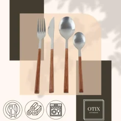 OTIX Bestekset 4 persoons RVS met Houtlook 16-delig