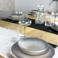 OTIX Dessert Ontbijt Bordenset 12 Persoons Zwart Taupe 21cm Keramiek TULIP