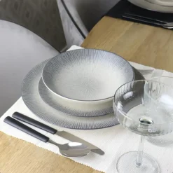 OTIX Dessert Ontbijt Bordenset 12 Persoons Zwart Taupe 21cm Keramiek TULIP