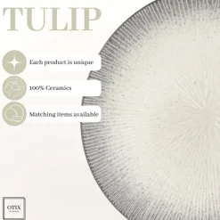 OTIX Dessert Ontbijt Bordenset 12 Persoons Zwart Taupe 21cm Keramiek TULIP