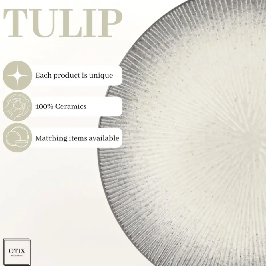 OTIX Dessert Ontbijt Bordenset 12 Persoons Zwart Taupe 21cm Keramiek TULIP