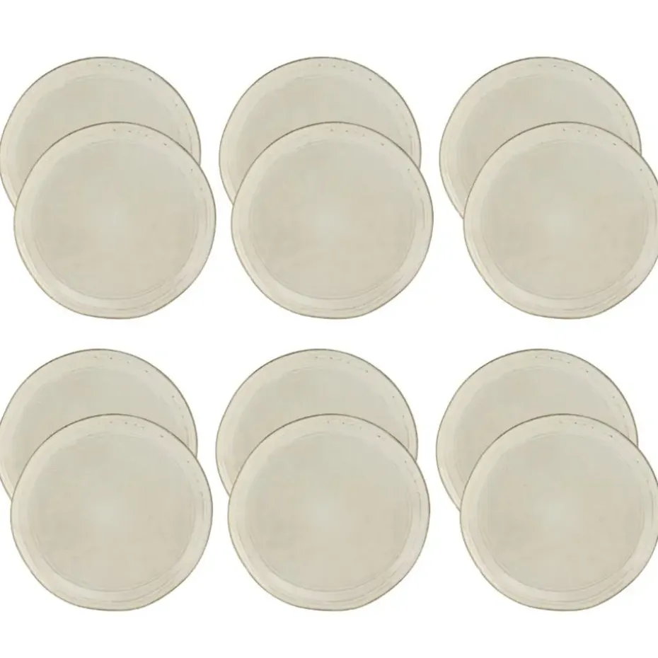 OTIX Dessert Ontbijt Bordenset 12 Persoons Beige 21cm Keramiek LILY