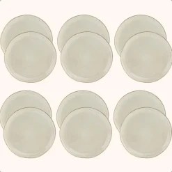 OTIX Dessert Ontbijt Bordenset 12 Persoons Beige 21cm Keramiek LILY