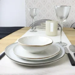 OTIX Dessert Ontbijt Bordenset 12 Persoons Beige 21cm Keramiek LILY