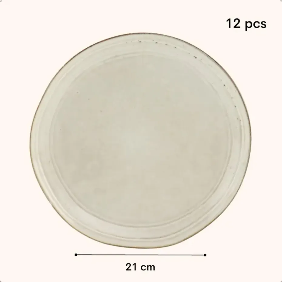 OTIX Dessert Ontbijt Bordenset 12 Persoons Beige 21cm Keramiek LILY