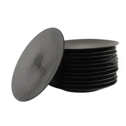 OTIX Dessert Ontbijt Bordenset 12 Persoons Zwart 21cm Keramiek POPPY