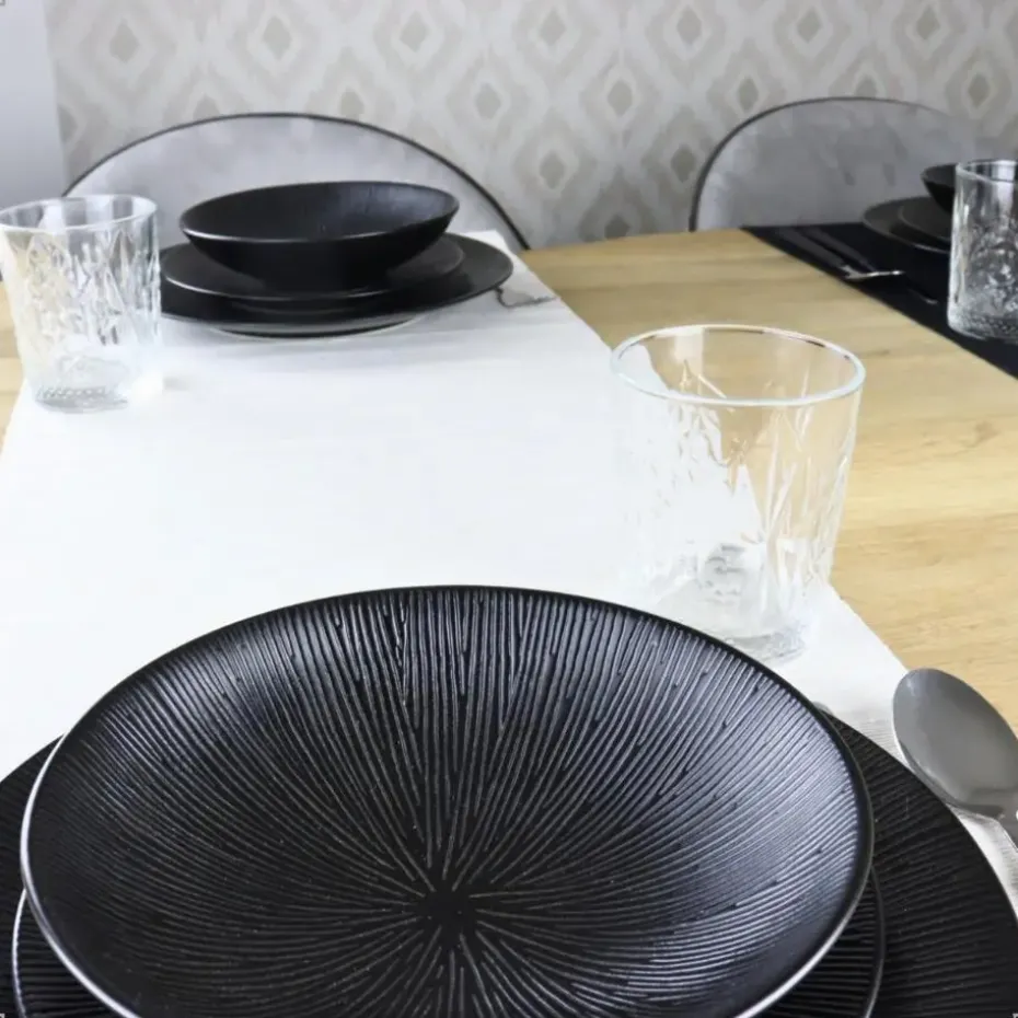 OTIX Dessert Ontbijt Bordenset 12 Persoons Zwart 21cm Keramiek POPPY