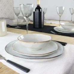 OTIX Diner Bordenset 6 Persoons Beige 26,5cm Keramiek LILY