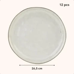 OTIX Diner Bordenset 12 Persoons Beige 26,5cm Keramiek LILY