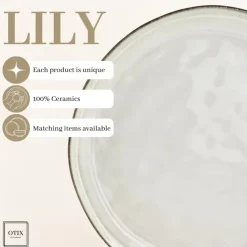 OTIX Diner Bordenset 12 Persoons Beige 26,5cm Keramiek LILY