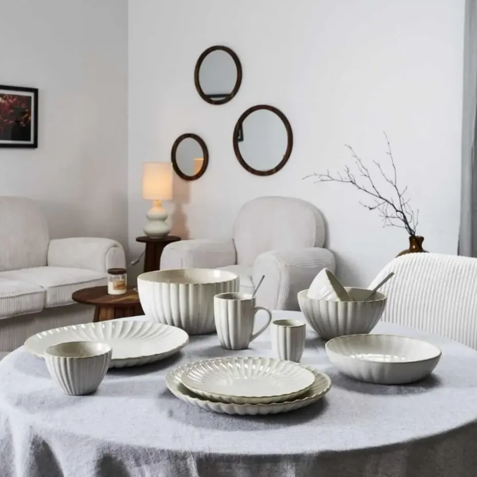 OTIX Diner Bordenset 6 Persoons Onderborden 32cm Wit Keramiek SOLIS