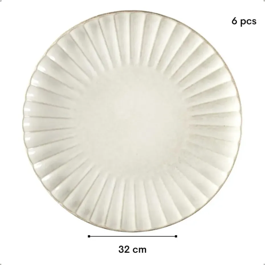 OTIX Diner Bordenset 6 Persoons Onderborden 32cm Wit Keramiek SOLIS