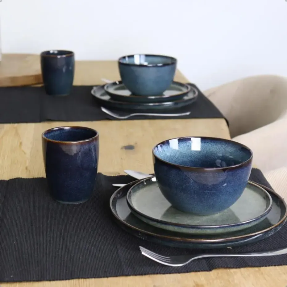 OTIX Dinerborden Bordenset 6 Persoons 26cm Blauw Aardewerk EBONY
