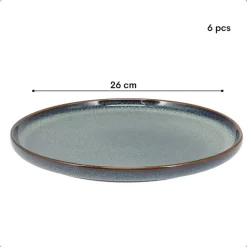 OTIX Dinerborden Bordenset 6 Persoons 26cm Blauw Aardewerk EBONY