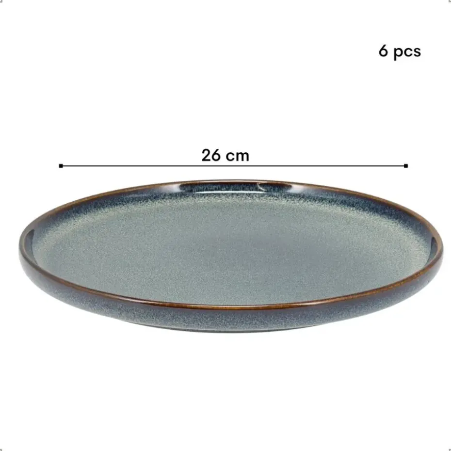 OTIX Dinerborden Bordenset 6 Persoons 26cm Blauw Aardewerk EBONY