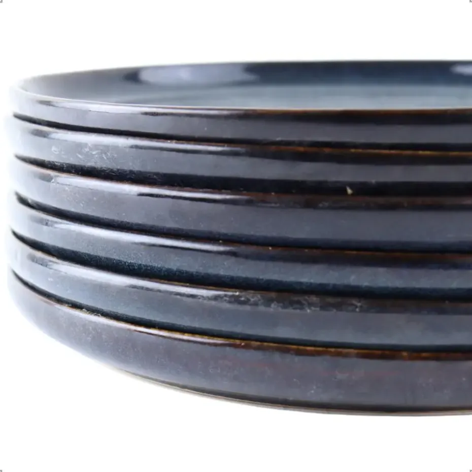 OTIX Dinerborden Bordenset 6 Persoons 26cm Blauw Aardewerk EBONY